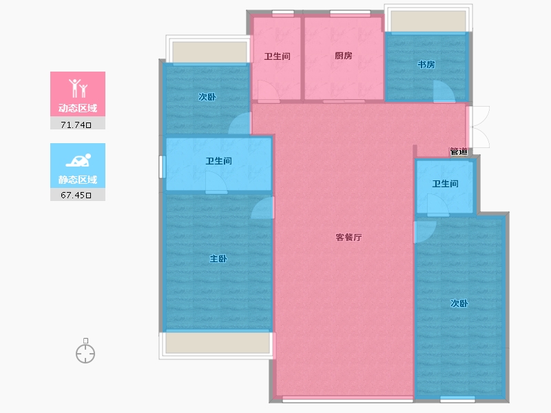 辽宁省-沈阳市-金地半山麓东望一街（G9,G1,G15）号楼140m²-129.40-户型库-动静分区