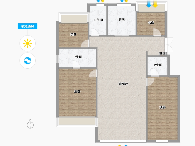 辽宁省-沈阳市-金地半山麓东望一街（G9,G1,G15）号楼140m²-129.40-户型库-采光通风