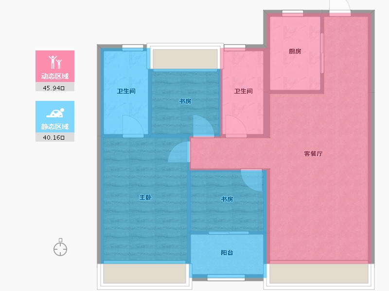 辽宁省-沈阳市-金地半山麓东望一街(H8,H9,H7)号楼105m²-77.58-户型库-动静分区