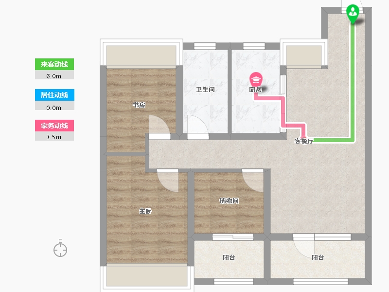 辽宁省-沈阳市-金地半山麓东望一街（H8,H9,H7）号楼95m²-70.98-户型库-动静线