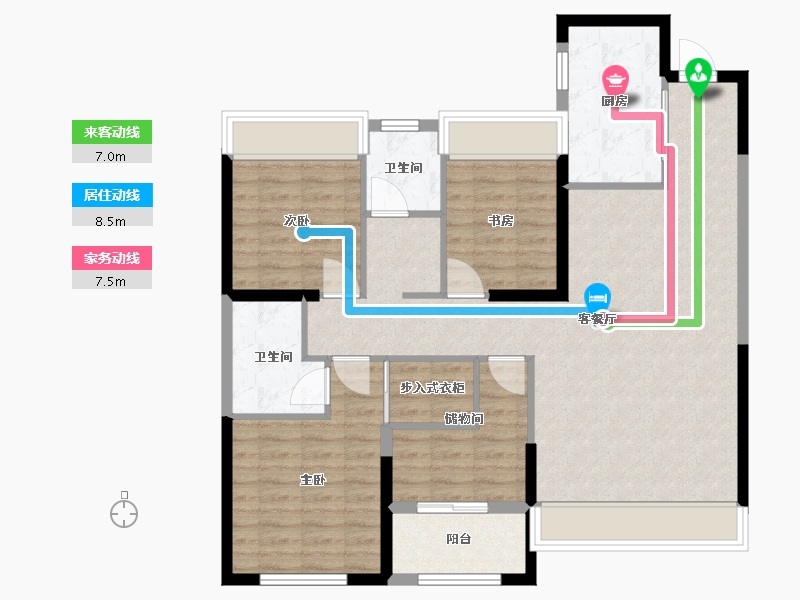 辽宁省-沈阳市-金地半山麓东望一街56-6号（H10）125m²-100.00-户型库-动静线