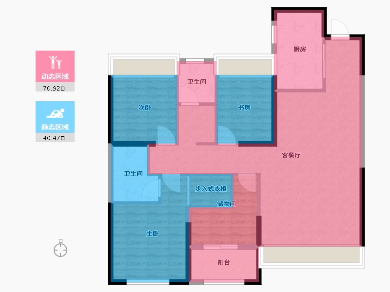 辽宁省-沈阳市-金地半山麓东望一街56-6号（H10）125m²-100.00-户型库-动静分区