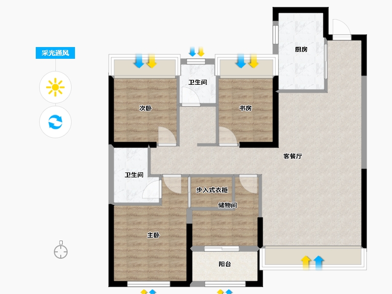 辽宁省-沈阳市-金地半山麓东望一街56-6号（H10）125m²-100.00-户型库-采光通风