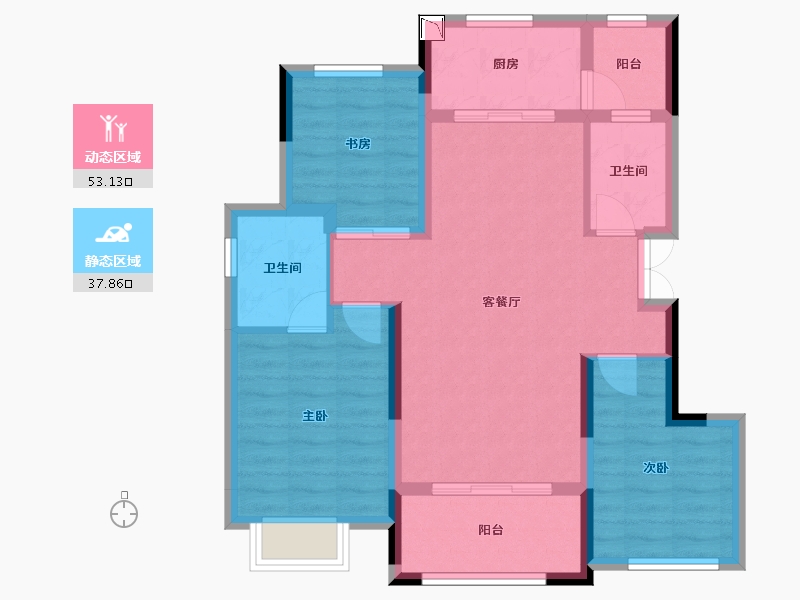 重庆-重庆市-阳光100阿尔勒-80.96-户型库-动静分区