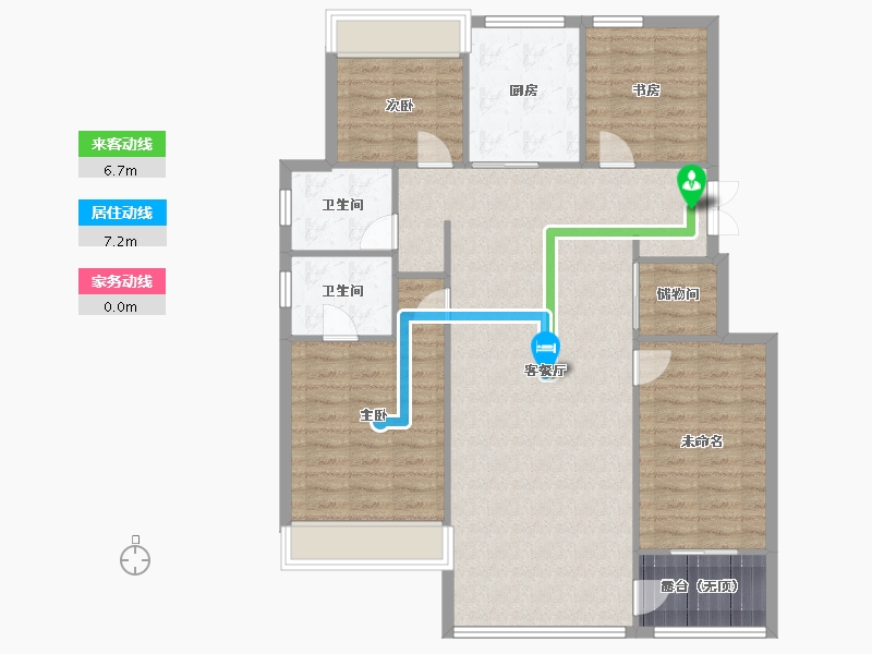 辽宁省-沈阳市-金地半山麓东望一街（G4,G6,G8）号楼130m²-114.66-户型库-动静线