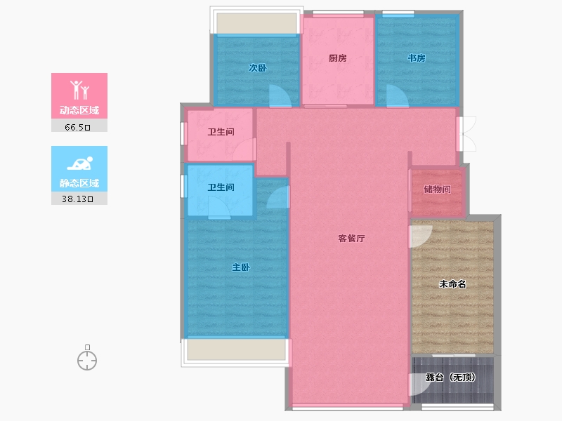 辽宁省-沈阳市-金地半山麓东望一街（G4,G6,G8）号楼130m²-114.66-户型库-动静分区