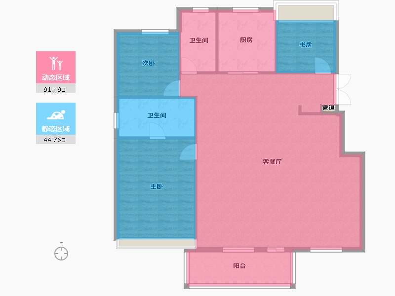 辽宁省-沈阳市-金地半山麓东望一街60-4号（G9）140m²-126.75-户型库-动静分区