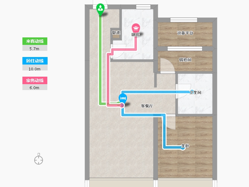 辽宁省-沈阳市-金地半山麓东望一街62-13号（H6）75m²-55.05-户型库-动静线