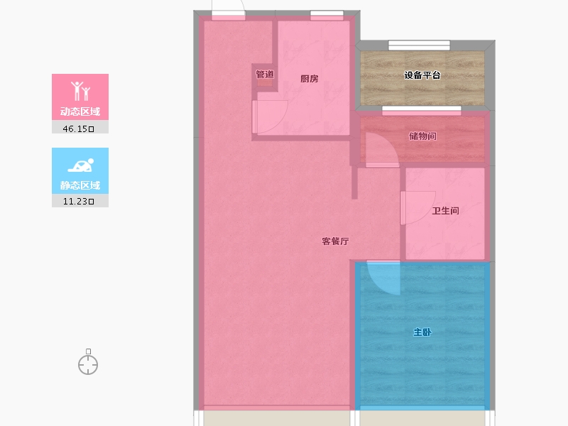 辽宁省-沈阳市-金地半山麓东望一街62-13号（H6）75m²-55.05-户型库-动静分区