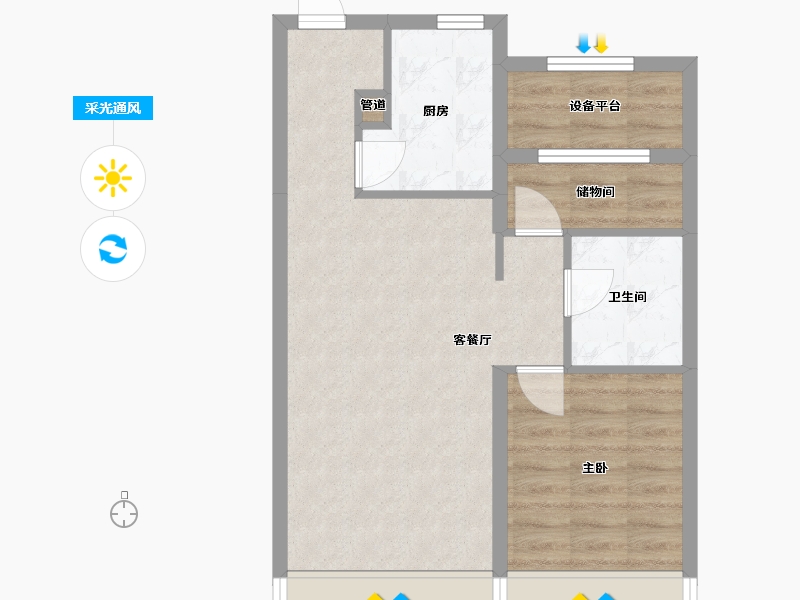 辽宁省-沈阳市-金地半山麓东望一街62-13号（H6）75m²-55.05-户型库-采光通风