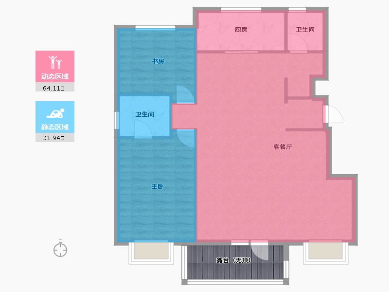 辽宁省-沈阳市-金地朗悦轩旺二路(G1,G2,G3,G8)号楼115m²-95.06-户型库-动静分区