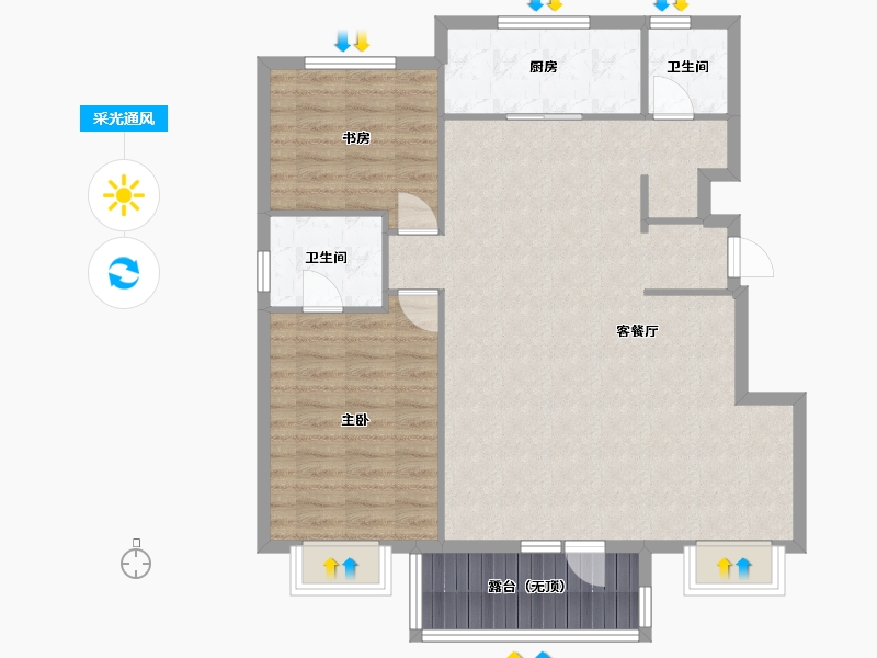 辽宁省-沈阳市-金地朗悦轩旺二路(G1,G2,G3,G8)号楼115m²-95.06-户型库-采光通风