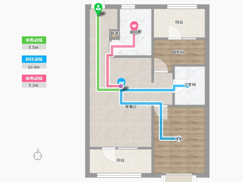 辽宁省-沈阳市-金地朗悦轩旺二路(H1,H2,H5,H3)号楼80m²-58.70-户型库-动静线