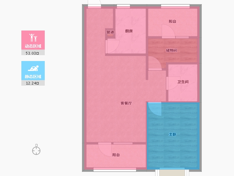 辽宁省-沈阳市-金地朗悦轩旺二路(H1,H2,H5,H3)号楼80m²-58.70-户型库-动静分区