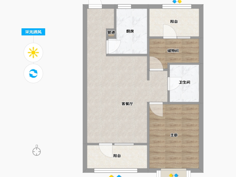 辽宁省-沈阳市-金地朗悦轩旺二路(H1,H2,H5,H3)号楼80m²-58.70-户型库-采光通风