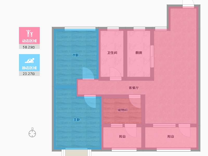 辽宁省-沈阳市-金地朗悦轩旺二路(H2,H3)号楼100m²-70.68-户型库-动静分区