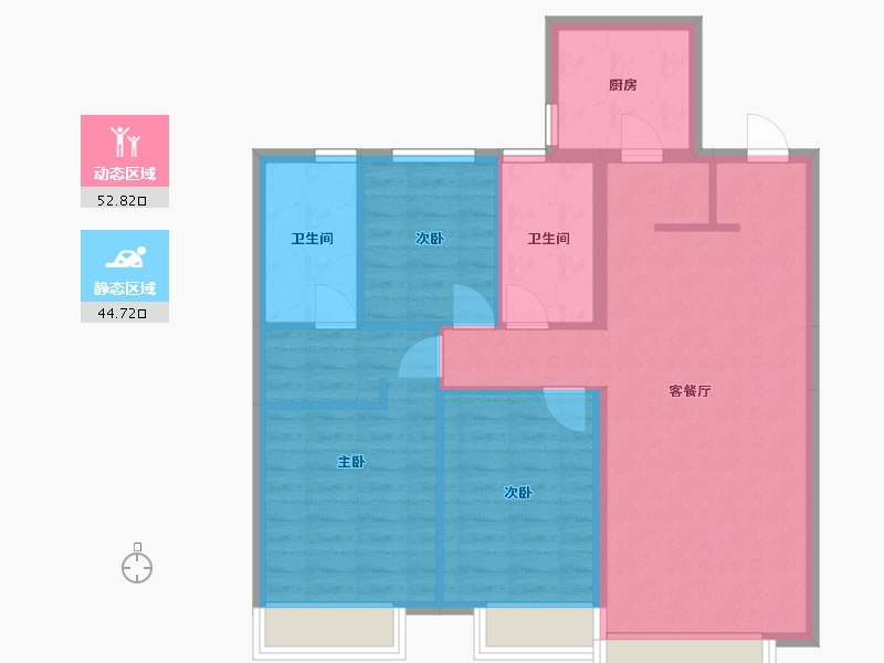 辽宁省-沈阳市-美的东堂轩兴路（5,4,8）号楼124m²-87.80-户型库-动静分区