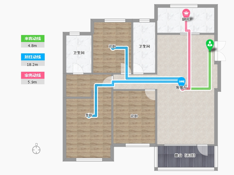 辽宁省-沈阳市-富海澜湾半岛长白南路（A4,A11,A6)号楼132m²-112.85-户型库-动静线