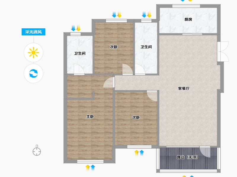 辽宁省-沈阳市-富海澜湾半岛长白南路（A4,A11,A6)号楼132m²-112.85-户型库-采光通风