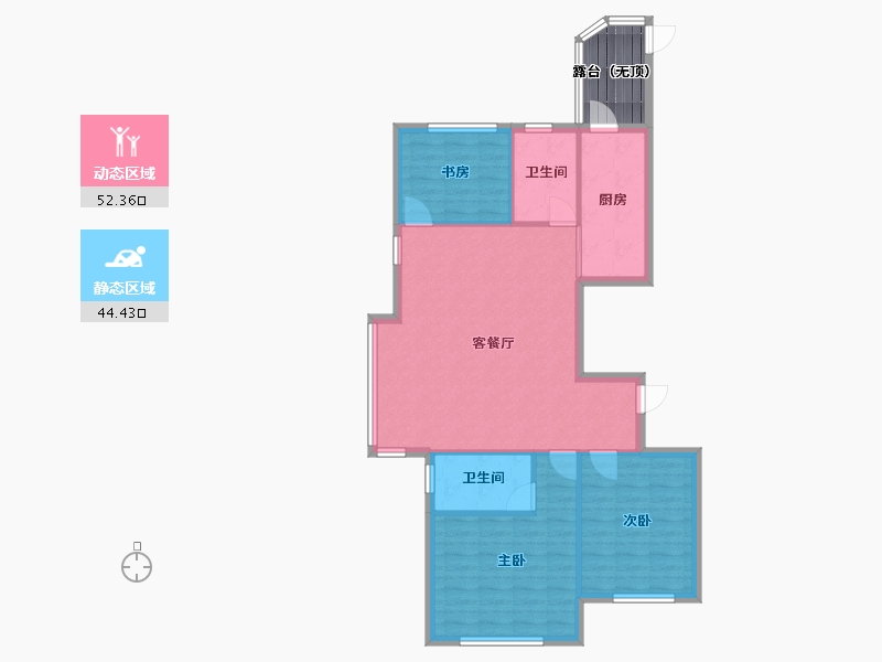 辽宁省-沈阳市-富海澜湾半岛长白南路330-21号楼（B5）127m²-93.49-户型库-动静分区