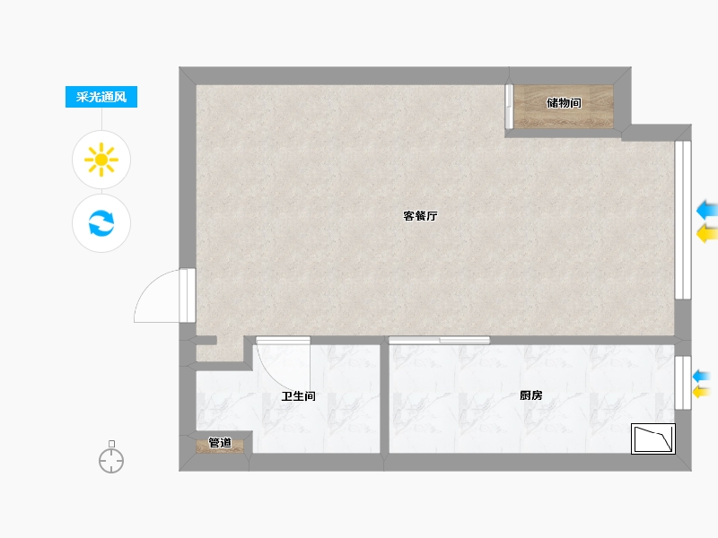 辽宁省-沈阳市-格林玫瑰湾长白三街6-15号（1号楼）56m²-36.53-户型库-采光通风