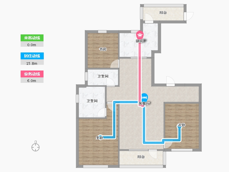 辽宁省-沈阳市-格林玫瑰湾143m²-108.03-户型库-动静线