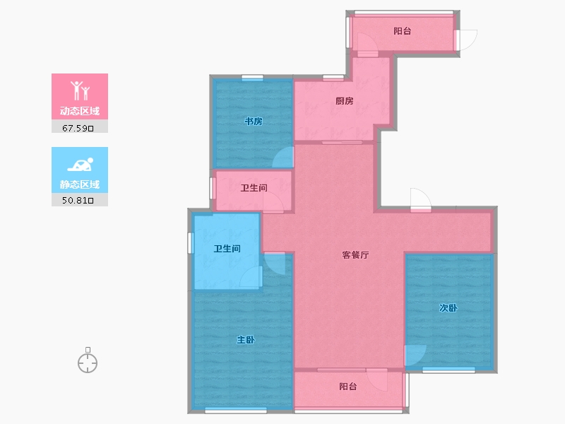 辽宁省-沈阳市-格林玫瑰湾143m²-108.03-户型库-动静分区