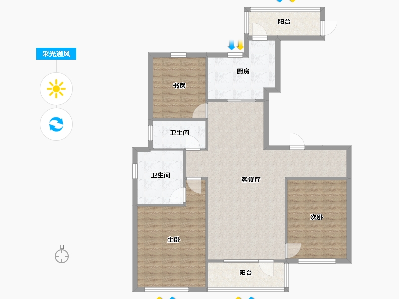 辽宁省-沈阳市-格林玫瑰湾143m²-108.03-户型库-采光通风