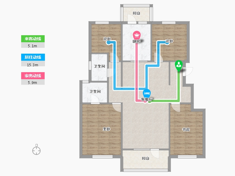 辽宁省-沈阳市-中粮花熙祥云129m²-111.47-户型库-动静线