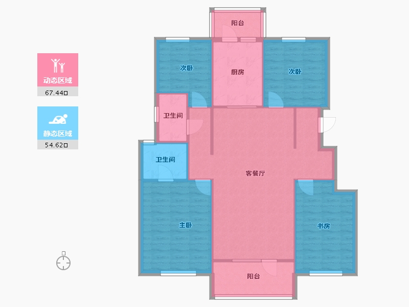 辽宁省-沈阳市-中粮花熙祥云129m²-111.47-户型库-动静分区