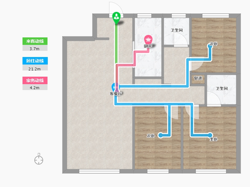 辽宁省-沈阳市-中粮花熙祥云98m²-74.77-户型库-动静线