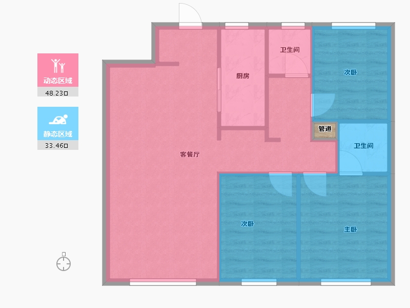 辽宁省-沈阳市-中粮花熙祥云98m²-74.77-户型库-动静分区