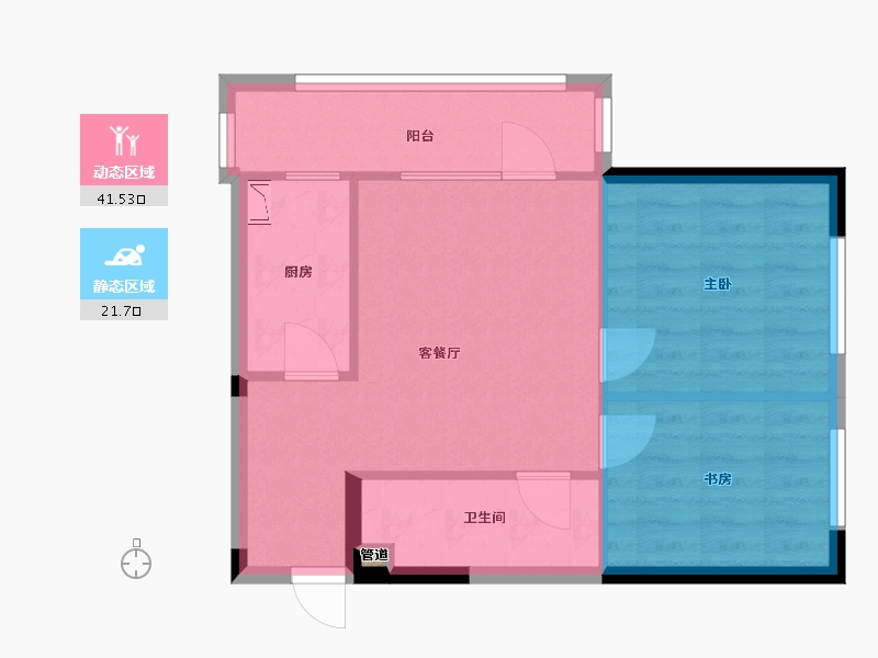 辽宁省-沈阳市-中南上悦城北海街（2,1）号楼71m²-56.80-户型库-动静分区