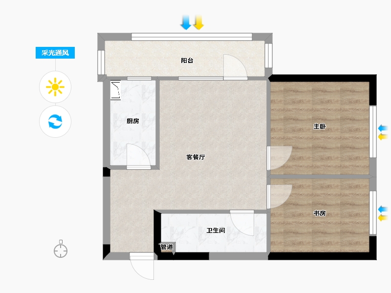 辽宁省-沈阳市-中南上悦城北海街（2,1）号楼71m²-56.80-户型库-采光通风