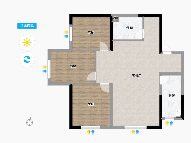 辽宁省-沈阳市-中南上悦城北海街（2,1）号楼103m²-82.41-户型库-采光通风