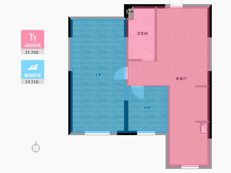 辽宁省-沈阳市-中南上悦城北海街（2,1）号楼72m²-57.60-户型库-动静分区