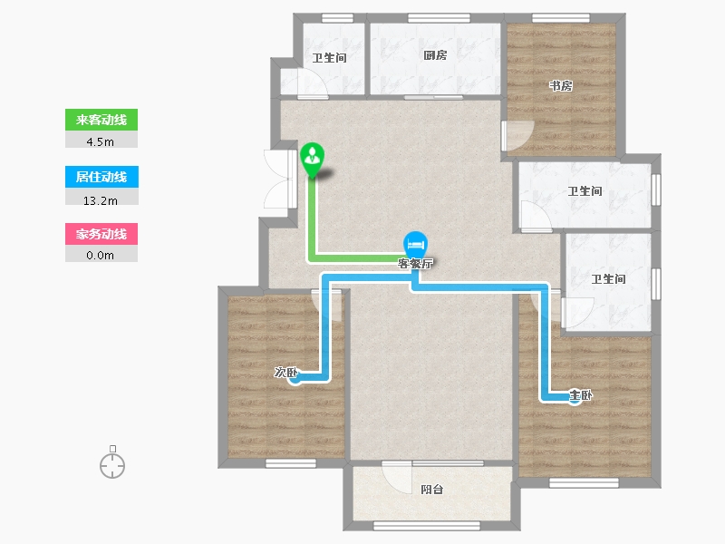 辽宁省-沈阳市-保利茉莉公馆130m²-112.09-户型库-动静线