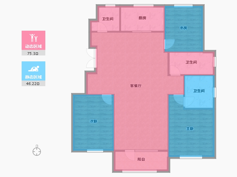 辽宁省-沈阳市-保利茉莉公馆130m²-112.09-户型库-动静分区