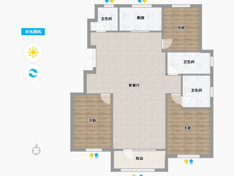 辽宁省-沈阳市-保利茉莉公馆130m²-112.09-户型库-采光通风