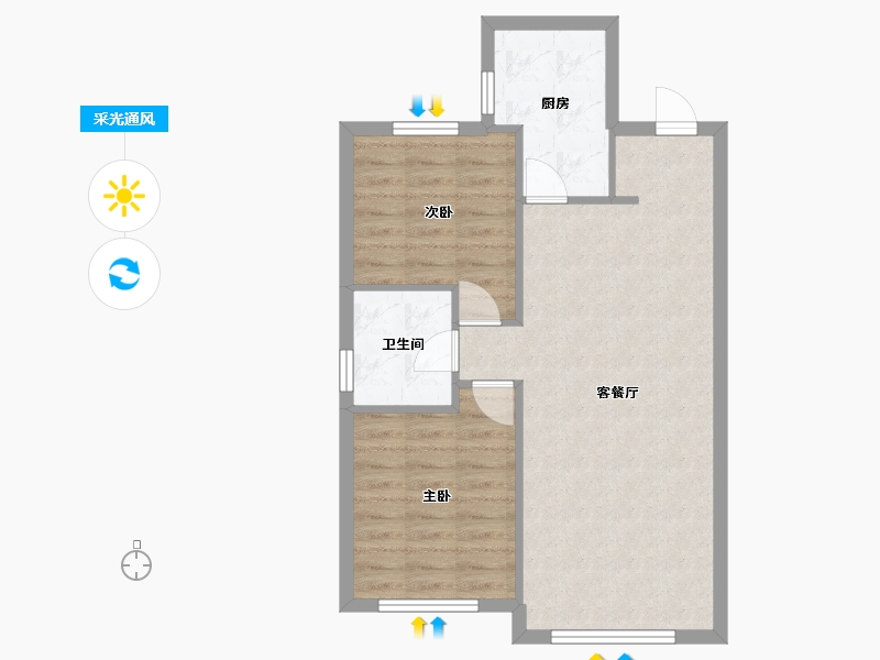 辽宁省-沈阳市-保利茉莉公馆85m²-64.37-户型库-采光通风