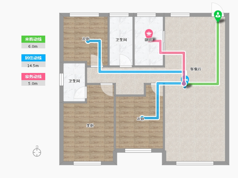 辽宁省-沈阳市-保利茉莉公馆120m²-91.90-户型库-动静线