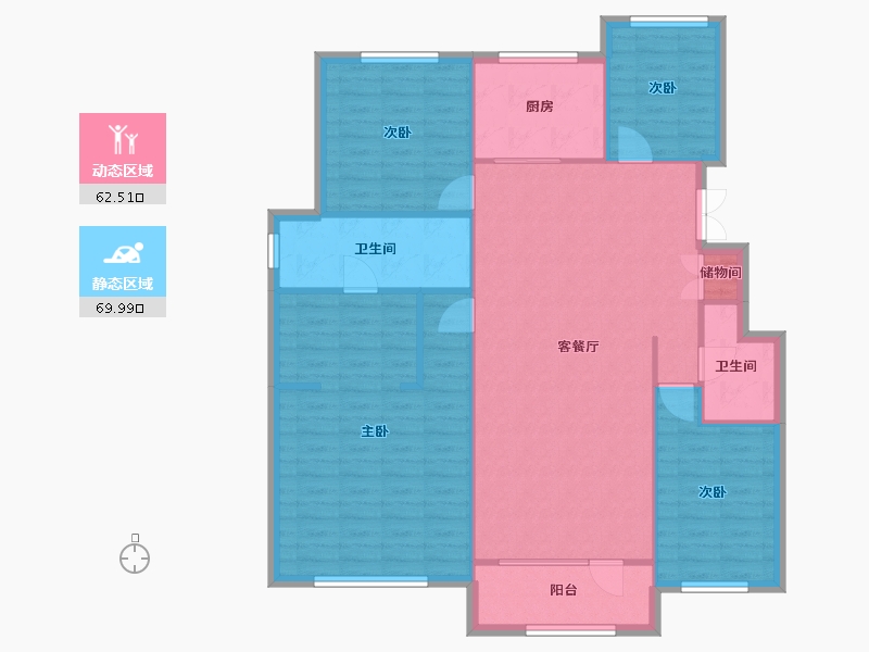 辽宁省-沈阳市-保利茉莉公馆140m²-122.04-户型库-动静分区