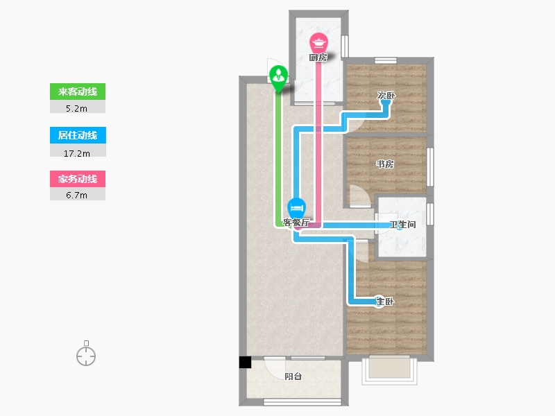 辽宁省-沈阳市-碧桂园御品砂南路16-1（G1)105m²-74.01-户型库-动静线