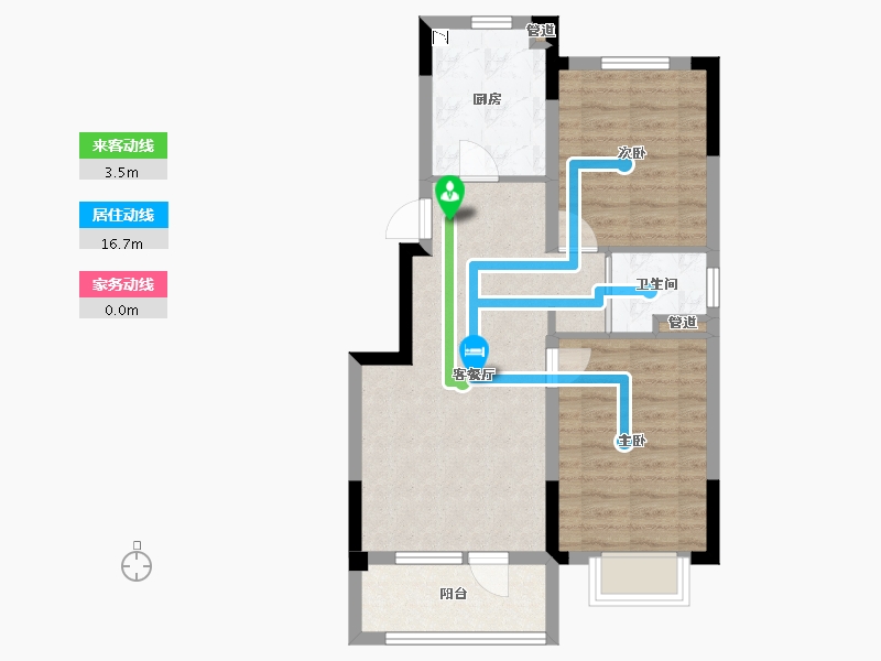 辽宁省-沈阳市-碧桂园御品砂南路（D1,D2）号楼85m²-62.48-户型库-动静线