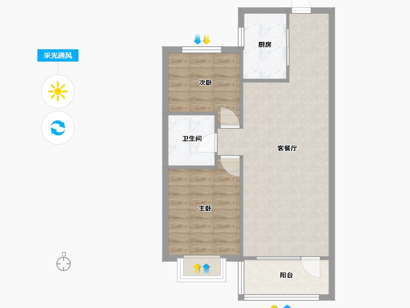 辽宁省-沈阳市-碧桂园御玺集贤街75-1号（1号楼）87m²-63.25-户型库-采光通风