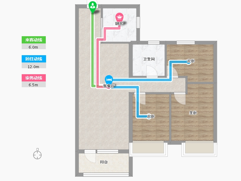 辽宁省-沈阳市-碧桂园御玺集贤街75-1号（1号楼）107m²-75.10-户型库-动静线