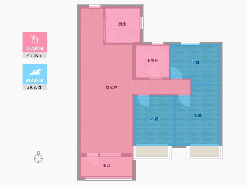 辽宁省-沈阳市-碧桂园御玺集贤街75-1号（1号楼）107m²-75.10-户型库-动静分区