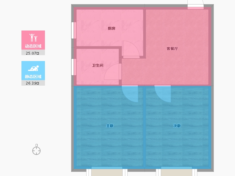 辽宁省-沈阳市-城市玫瑰园68m²-46.56-户型库-动静分区