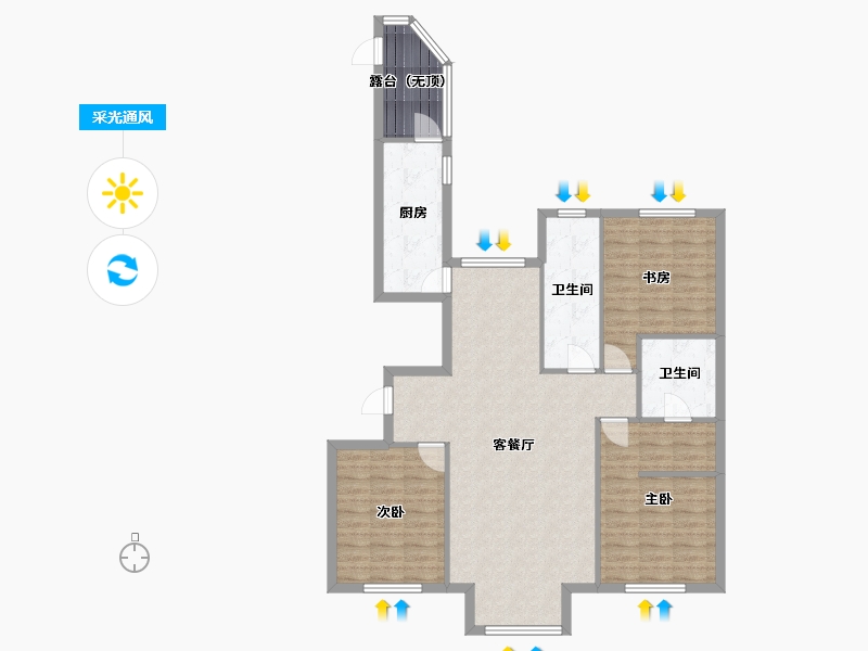 辽宁省-沈阳市-富海澜湾半岛长白南路330-21号楼（B5）143m²-104.42-户型库-采光通风