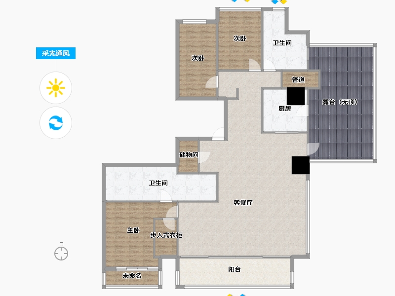 辽宁省-沈阳市-积水住宅裕沁府吉安路42-2号262m²-207.06-户型库-采光通风